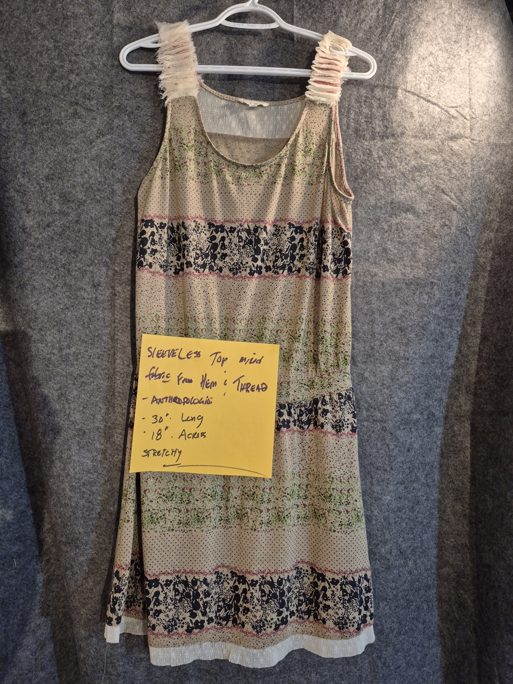 Sleeveless Floral Stripe Summer Dress - Beige/Green